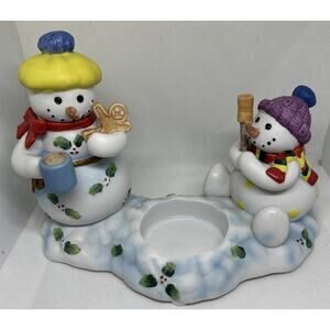 Partylite Snowbell Family Campfire Tealight Holder Christmas Snowmen